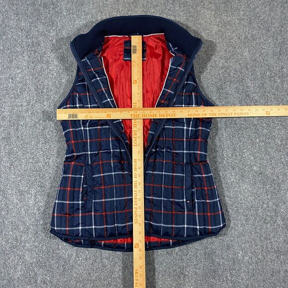Tommy Hilfiger Quilted Down Fill Plaid Puffer Vest Womens X-Large Blue Red White - Picture 10 of 16